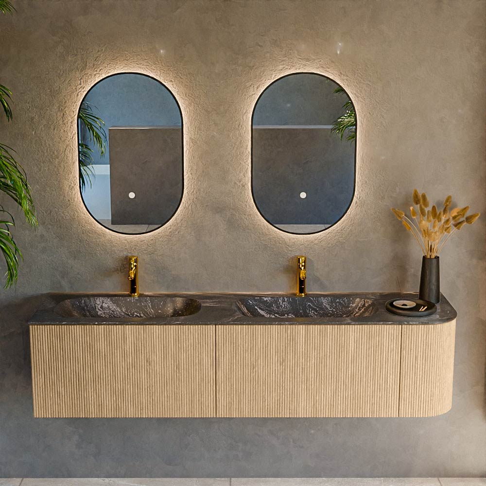 MONDIAZ KURVE-DLUX 175cm mueble de baño curva Derecha color Oak con 2 cajones y 1 puerta. Lavabo STOR SMALL Doble / Izquierda 2 orificios Lava. 2 MONDIAZ KURVE-DLUX 175cm mueble de baño curva Derecha color Oak con 2 cajones y 1 puerta. Lavabo STOR SMALL Doble / Izquierda 2 orificios Lava. - Imagen 2