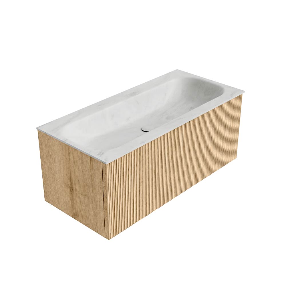 MONDIAZ KURVE-DLUX 100cm mueble de baño color Oak con 1 cajón y sin puerta. Lavabo BIG MEDIUM Centro 1 orificio Opalo. 4 MONDIAZ KURVE-DLUX 100cm mueble de baño color Oak con 1 cajón y sin puerta. Lavabo BIG MEDIUM Centro 1 orificio Opalo. - Imagen 4