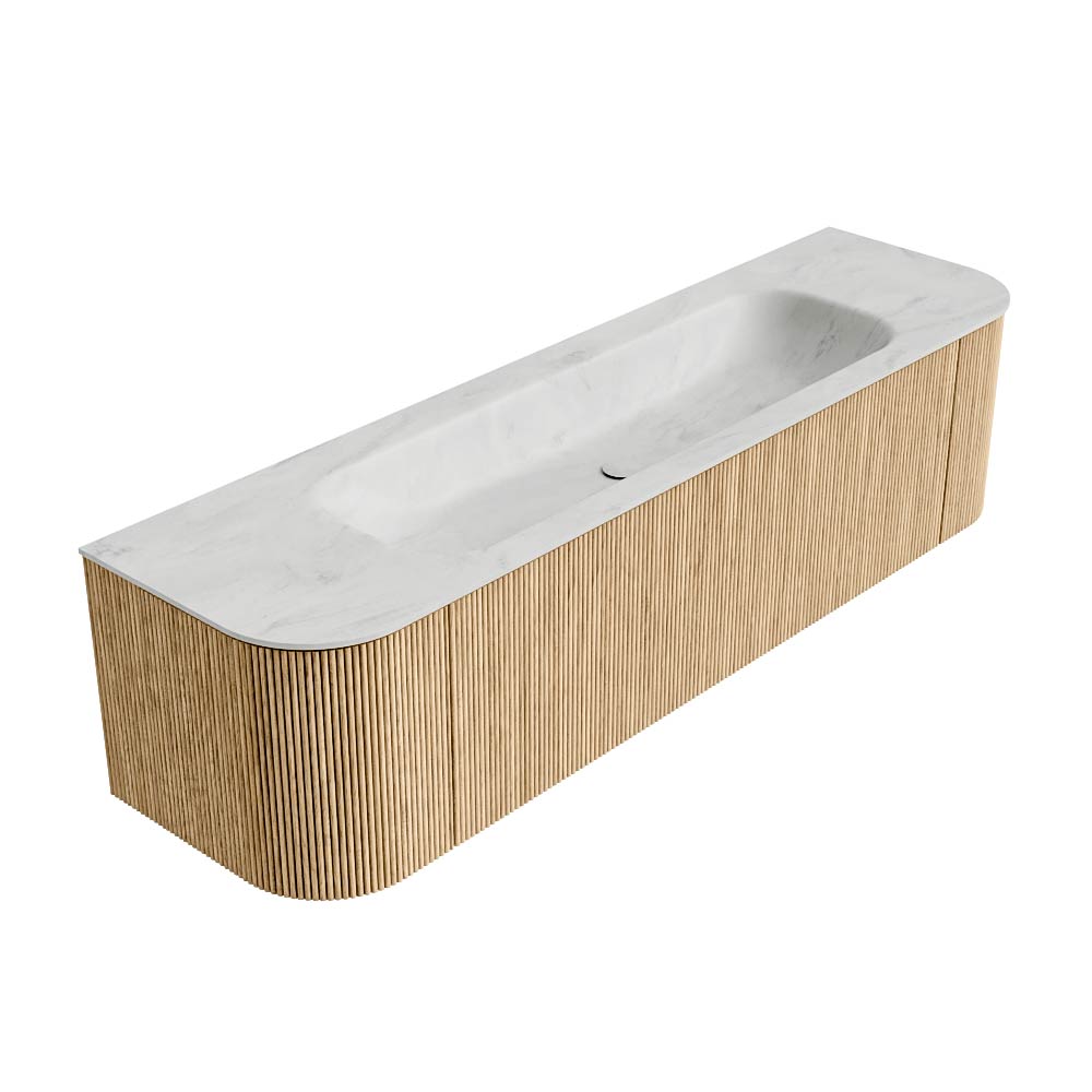 MONDIAZ KURVE-DLUX 170cm mueble de baño curva Izquierda + Derecha color Oak con 1 cajón y 2 puertas. Lavabo BIG LARGE Centro 1 orificio Opalo. 4 MONDIAZ KURVE-DLUX 170cm mueble de baño curva Izquierda + Derecha color Oak con 1 cajón y 2 puertas. Lavabo BIG LARGE Centro 1 orificio Opalo. - Imagen 4