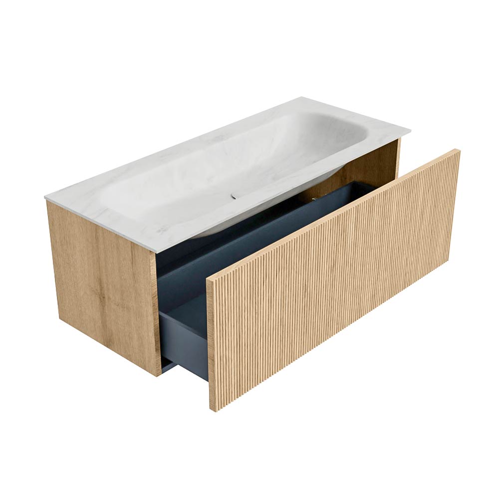 MONDIAZ KURVE-DLUX 110cm mueble de baño color Oak con 1 cajón y sin puerta. Lavabo BIG MEDIUM Centro 1 orificio Opalo. 6 MONDIAZ KURVE-DLUX 110cm mueble de baño color Oak con 1 cajón y sin puerta. Lavabo BIG MEDIUM Centro 1 orificio Opalo. - Imagen 6