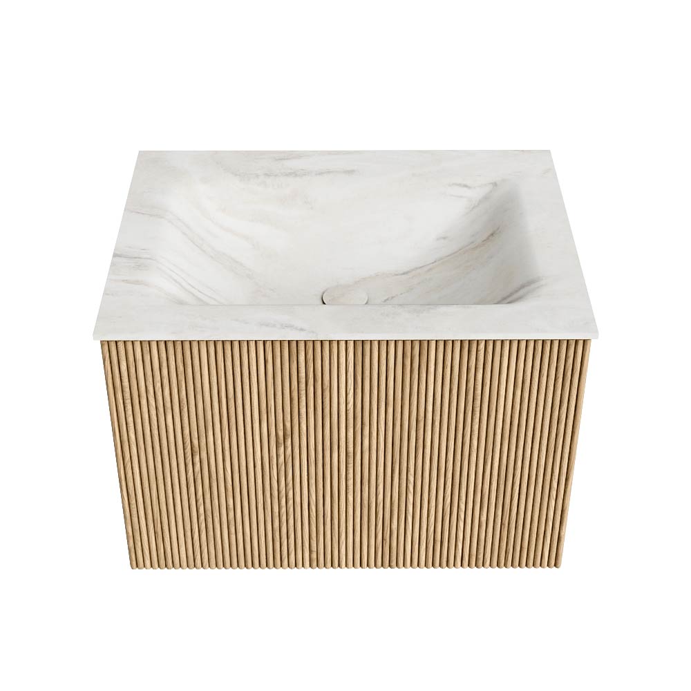 MONDIAZ KURVE-DLUX 60cm mueble de baño color Oak con 1 cajón y sin puerta. Lavabo CLOUD Centro 1 orificio Ostra. 5 MONDIAZ KURVE-DLUX 60cm mueble de baño color Oak con 1 cajón y sin puerta. Lavabo CLOUD Centro 1 orificio Ostra. - Imagen 5