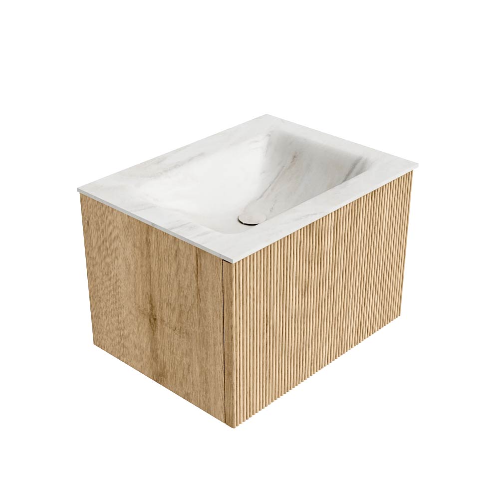 MONDIAZ KURVE-DLUX 60cm mueble de baño color Oak con 1 cajón y sin puerta. Lavabo CLOUD Centro 1 orificio Ostra. 4 MONDIAZ KURVE-DLUX 60cm mueble de baño color Oak con 1 cajón y sin puerta. Lavabo CLOUD Centro 1 orificio Ostra. - Imagen 4