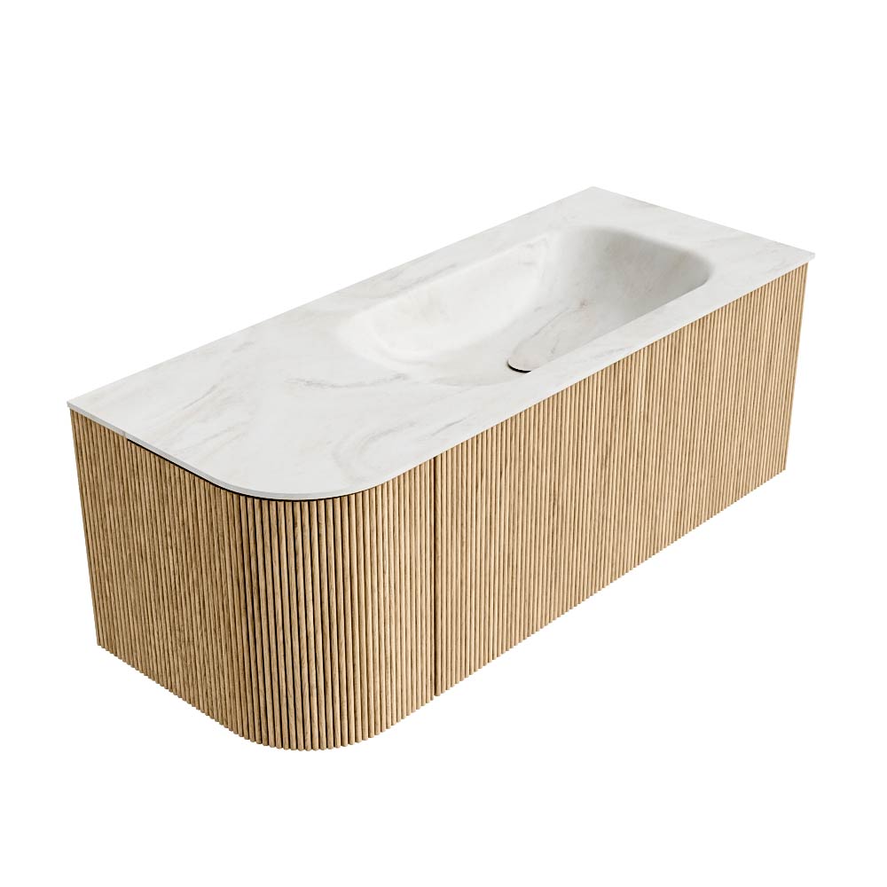 MONDIAZ KURVE-DLUX 115cm mueble de baño curva Izquierda color Oak con 1 cajón y 1 puerta. Lavabo BIG SMALL Derecho 1 orificio Ostra. 4 MONDIAZ KURVE-DLUX 115cm mueble de baño curva Izquierda color Oak con 1 cajón y 1 puerta. Lavabo BIG SMALL Derecho 1 orificio Ostra. - Imagen 4