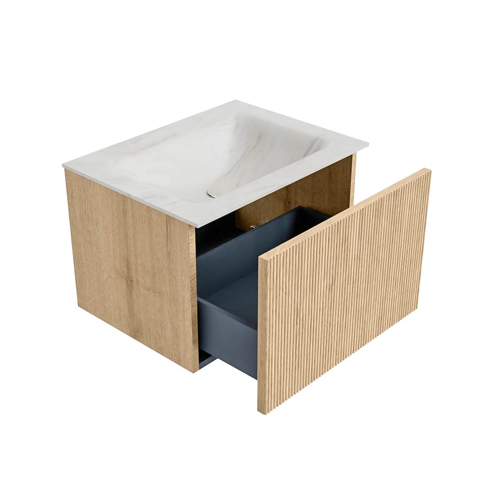 MONDIAZ KURVE-DLUX 60cm mueble de baño color Oak con 1 cajón y sin puerta. Lavabo CLOUD Centro 1 orificio Ostra. 6 MONDIAZ KURVE-DLUX 60cm mueble de baño color Oak con 1 cajón y sin puerta. Lavabo CLOUD Centro 1 orificio Ostra. - Imagen 6