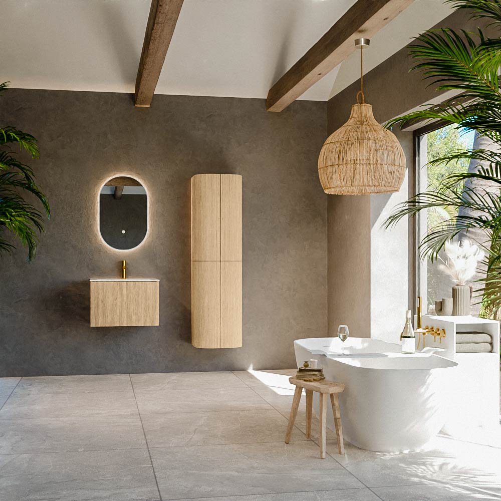 MONDIAZ KURVE-DLUX 60cm mueble de baño color Oak con 1 cajón y sin puerta. Lavabo CLOUD Centro 1 orificio Ostra. 3 MONDIAZ KURVE-DLUX 60cm mueble de baño color Oak con 1 cajón y sin puerta. Lavabo CLOUD Centro 1 orificio Ostra. - Imagen 3