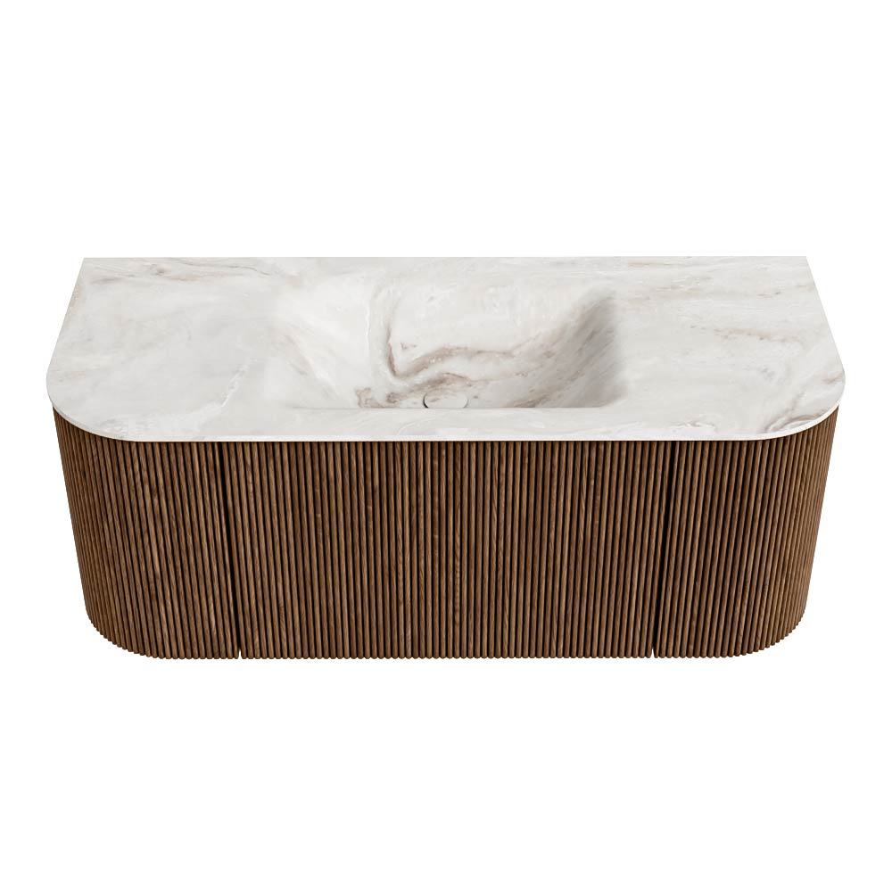 MONDIAZ KURVE-DLUX 110cm mueble de baño curva Izquierda + Derecha color Walnut con 1 cajón y 2 puertas. Lavabo CLOUD Centro 1 orificio Frappe. 5 MONDIAZ KURVE-DLUX 110cm mueble de baño curva Izquierda + Derecha color Walnut con 1 cajón y 2 puertas. Lavabo CLOUD Centro 1 orificio Frappe. - Imagen 5