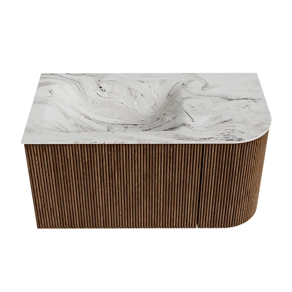 MONDIAZ KURVE-DLUX 85cm mueble de baño curva Derecha color Walnut con 1 cajón y 1 puerta. Lavabo CLOUD Izquierda 1 orificio Glace. 5 MONDIAZ KURVE-DLUX 85cm mueble de baño curva Derecha color Walnut con 1 cajón y 1 puerta. Lavabo CLOUD Izquierda 1 orificio Glace. - Imagen 5