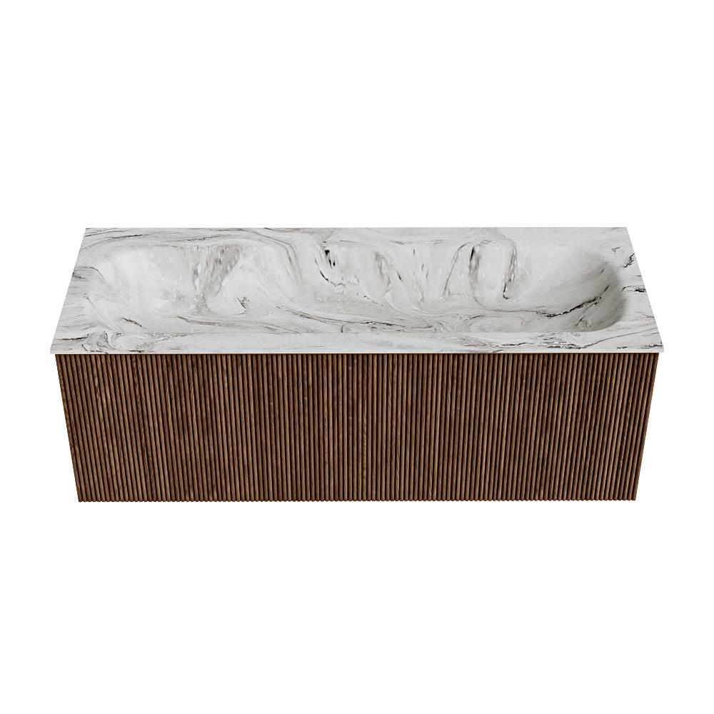 MONDIAZ KURVE-DLUX 120cm mueble de baño color Walnut con 1 cajón y sin puerta. Lavabo BIG LARGE Centro sin orificio Glace. 5 MONDIAZ KURVE-DLUX 120cm mueble de baño color Walnut con 1 cajón y sin puerta. Lavabo BIG LARGE Centro sin orificio Glace. - Imagen 5