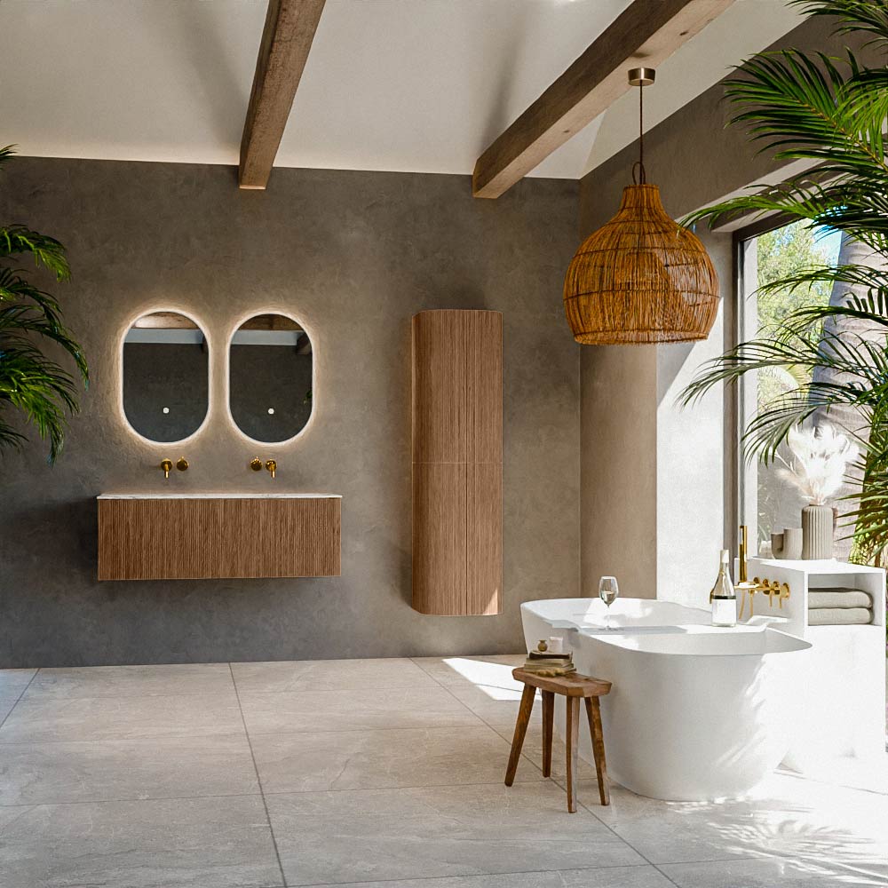 MONDIAZ KURVE-DLUX 120cm mueble de baño color Walnut con 1 cajón y sin puerta. Lavabo BIG LARGE Centro sin orificio Glace. 3 MONDIAZ KURVE-DLUX 120cm mueble de baño color Walnut con 1 cajón y sin puerta. Lavabo BIG LARGE Centro sin orificio Glace. - Imagen 3