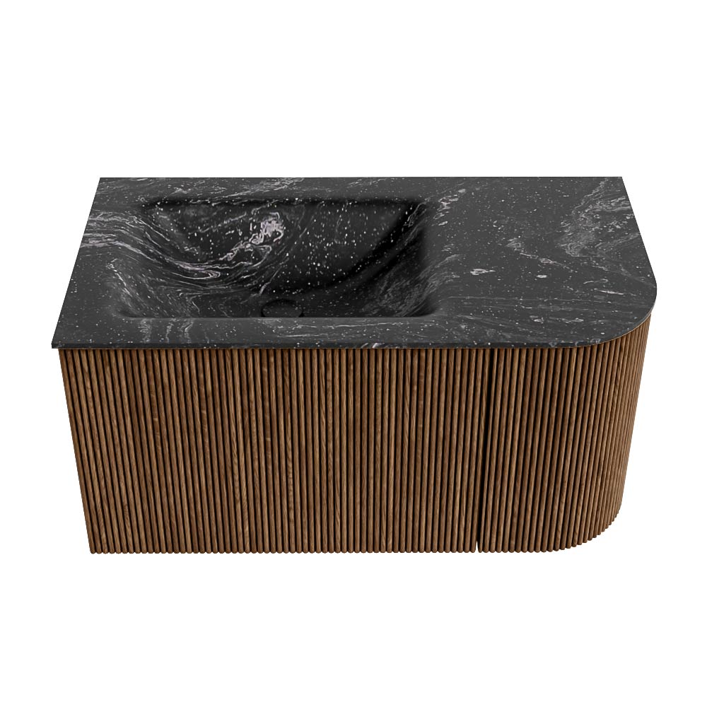 MONDIAZ KURVE-DLUX 85cm mueble de baño curva Derecha color Walnut con 1 cajón y 1 puerta. Lavabo CLOUD Izquierda 1 orificio Lava. 5 MONDIAZ KURVE-DLUX 85cm mueble de baño curva Derecha color Walnut con 1 cajón y 1 puerta. Lavabo CLOUD Izquierda 1 orificio Lava. - Imagen 5