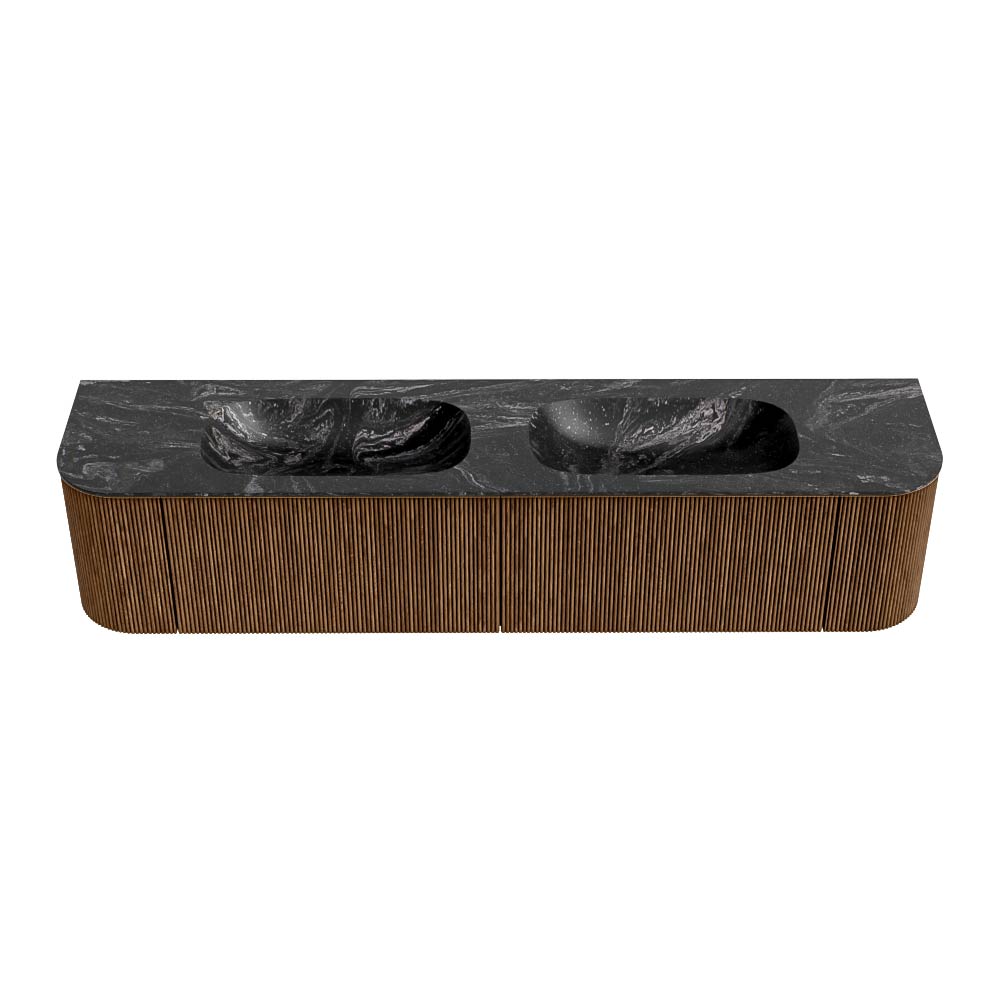 MONDIAZ KURVE-DLUX 200cm mueble de baño curva Izquierda + Derecha color Walnut con 2 cajones y 2 puertas. Lavabo STOR SMALL Doble sin orificio Lava. 5 MONDIAZ KURVE-DLUX 200cm mueble de baño curva Izquierda + Derecha color Walnut con 2 cajones y 2 puertas. Lavabo STOR SMALL Doble sin orificio Lava. - Imagen 5