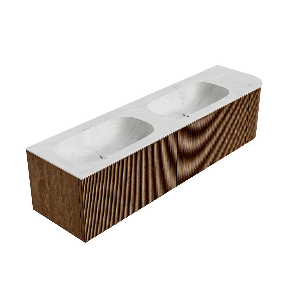 MONDIAZ KURVE-DLUX 175cm mueble de baño curva Derecha color Walnut con 2 cajones y 1 puerta. Lavabo STOR SMALL Doble / Izquierda sin orificio Opalo. 4 MONDIAZ KURVE-DLUX 175cm mueble de baño curva Derecha color Walnut con 2 cajones y 1 puerta. Lavabo STOR SMALL Doble / Izquierda sin orificio Opalo. - Imagen 4