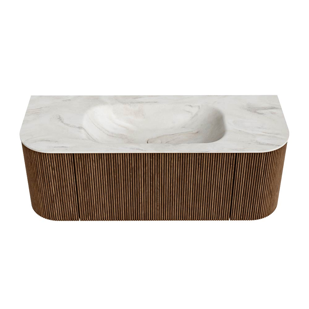 MONDIAZ KURVE-DLUX 120cm mueble de baño curva Izquierda + Derecha color Walnut con 1 cajón y 2 puertas. Lavabo BIG SMALL Centro sin orificio Ostra. 5 MONDIAZ KURVE-DLUX 120cm mueble de baño curva Izquierda + Derecha color Walnut con 1 cajón y 2 puertas. Lavabo BIG SMALL Centro sin orificio Ostra. - Imagen 5