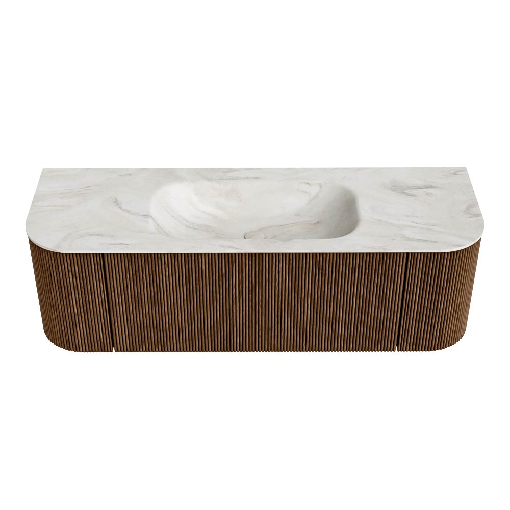 MONDIAZ KURVE-DLUX 140cm mueble de baño curva Izquierda + Derecha color Walnut con 1 cajón y 2 puertas. Lavabo BIG SMALL Centro 1 orificio Ostra. 5 MONDIAZ KURVE-DLUX 140cm mueble de baño curva Izquierda + Derecha color Walnut con 1 cajón y 2 puertas. Lavabo BIG SMALL Centro 1 orificio Ostra. - Imagen 5