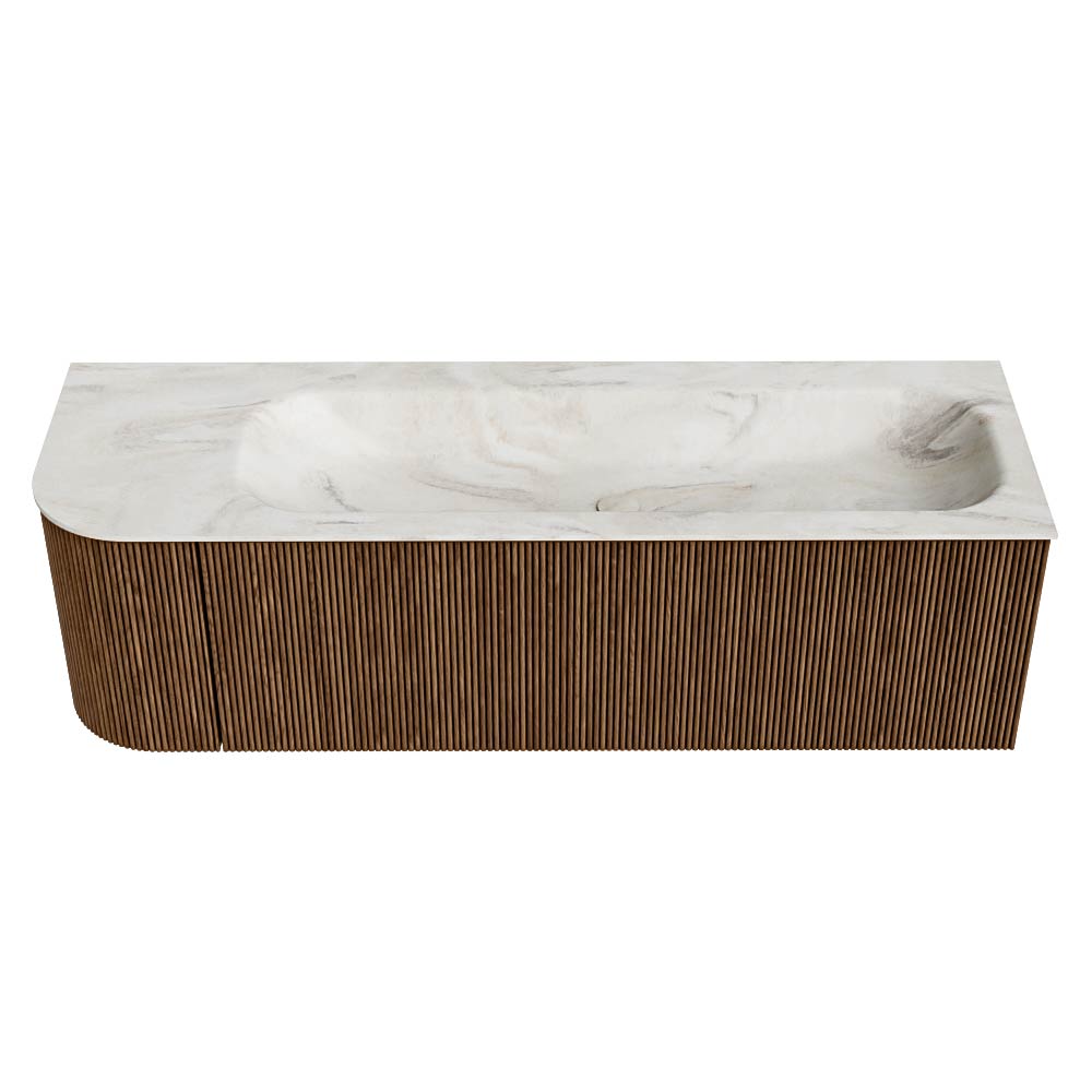 MONDIAZ KURVE-DLUX 145cm mueble de baño curva Izquierda color Walnut con 1 cajón y 1 puerta. Lavabo BIG LARGE Derecho sin orificio Ostra. 5 MONDIAZ KURVE-DLUX 145cm mueble de baño curva Izquierda color Walnut con 1 cajón y 1 puerta. Lavabo BIG LARGE Derecho sin orificio Ostra. - Imagen 5