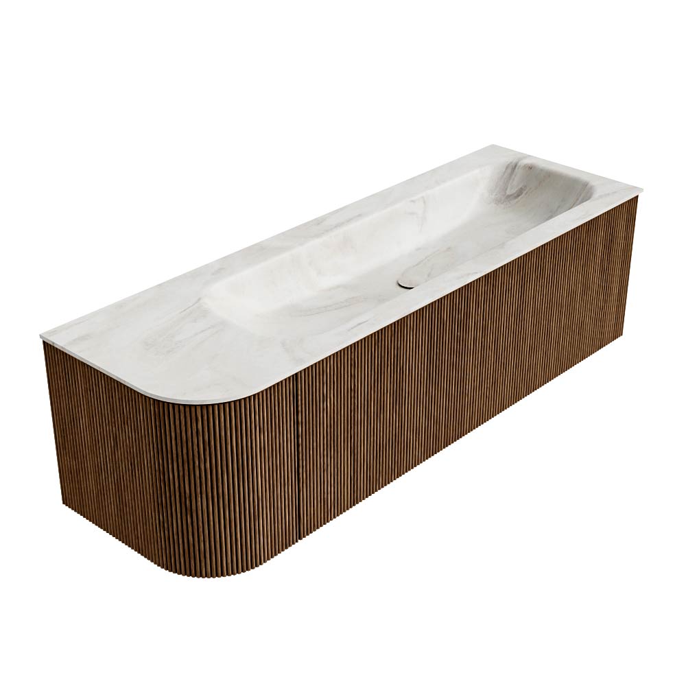 MONDIAZ KURVE-DLUX 145cm mueble de baño curva Izquierda color Walnut con 1 cajón y 1 puerta. Lavabo BIG LARGE Derecho sin orificio Ostra. 4 MONDIAZ KURVE-DLUX 145cm mueble de baño curva Izquierda color Walnut con 1 cajón y 1 puerta. Lavabo BIG LARGE Derecho sin orificio Ostra. - Imagen 4