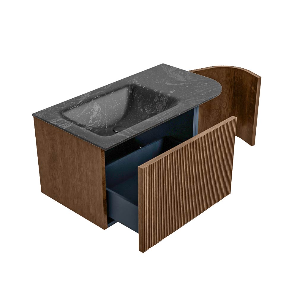 MONDIAZ KURVE-DLUX 85cm mueble de baño curva Derecha color Walnut con 1 cajón y 1 puerta. Lavabo CLOUD Izquierda 1 orificio Lava. 6 MONDIAZ KURVE-DLUX 85cm mueble de baño curva Derecha color Walnut con 1 cajón y 1 puerta. Lavabo CLOUD Izquierda 1 orificio Lava. - Imagen 6