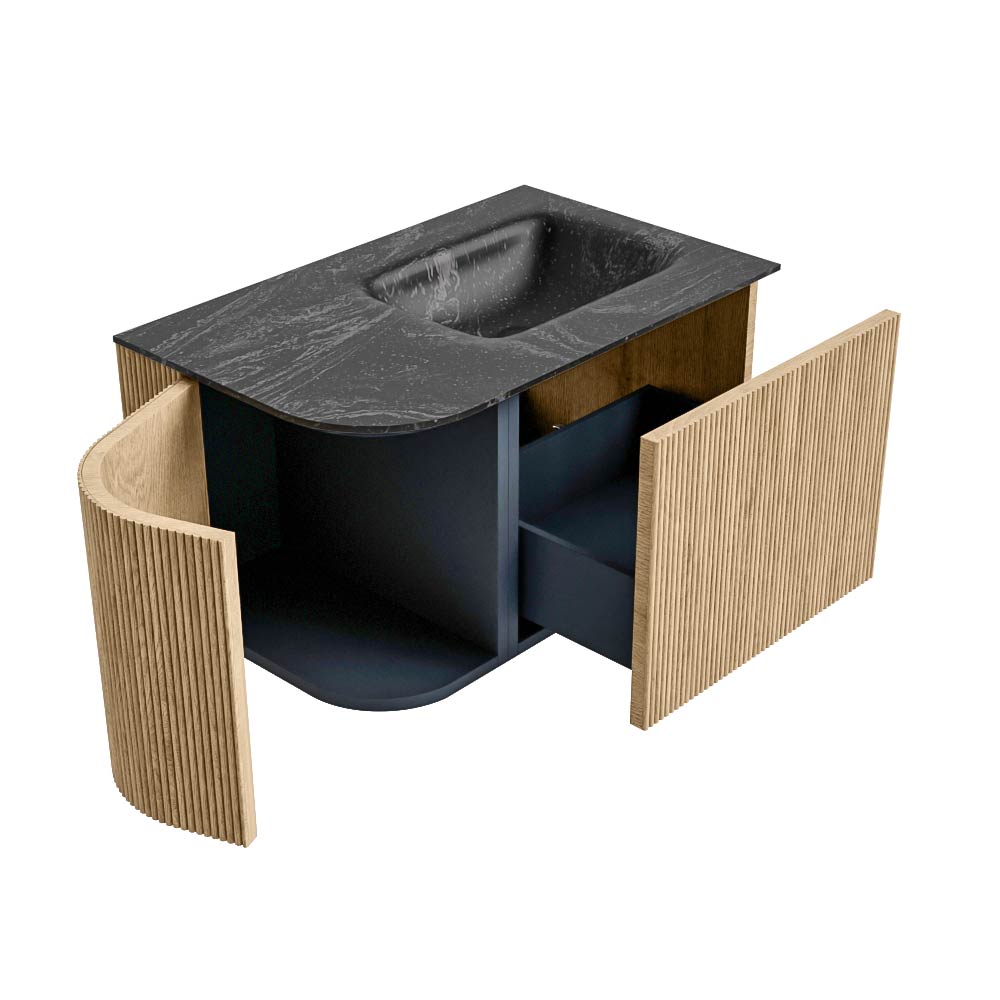 MONDIAZ KURVE-DLUX 75cm mueble de baño curva Izquierda color Oak con 1 cajón y 1 puerta. Lavabo GRUNNE Derecho sin orificio Lava. 6 MONDIAZ KURVE-DLUX 75cm mueble de baño curva Izquierda color Oak con 1 cajón y 1 puerta. Lavabo GRUNNE Derecho sin orificio Lava. - Imagen 6