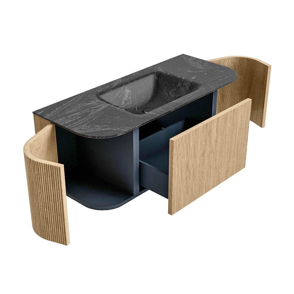 MONDIAZ KURVE-DLUX 110cm mueble de baño curva Izquierda + Derecha color Oak con 1 cajón y 2 puertas. Lavabo CLOUD Centro sin orificio Lava. 6 MONDIAZ KURVE-DLUX 110cm mueble de baño curva Izquierda + Derecha color Oak con 1 cajón y 2 puertas. Lavabo CLOUD Centro sin orificio Lava. - Imagen 6
