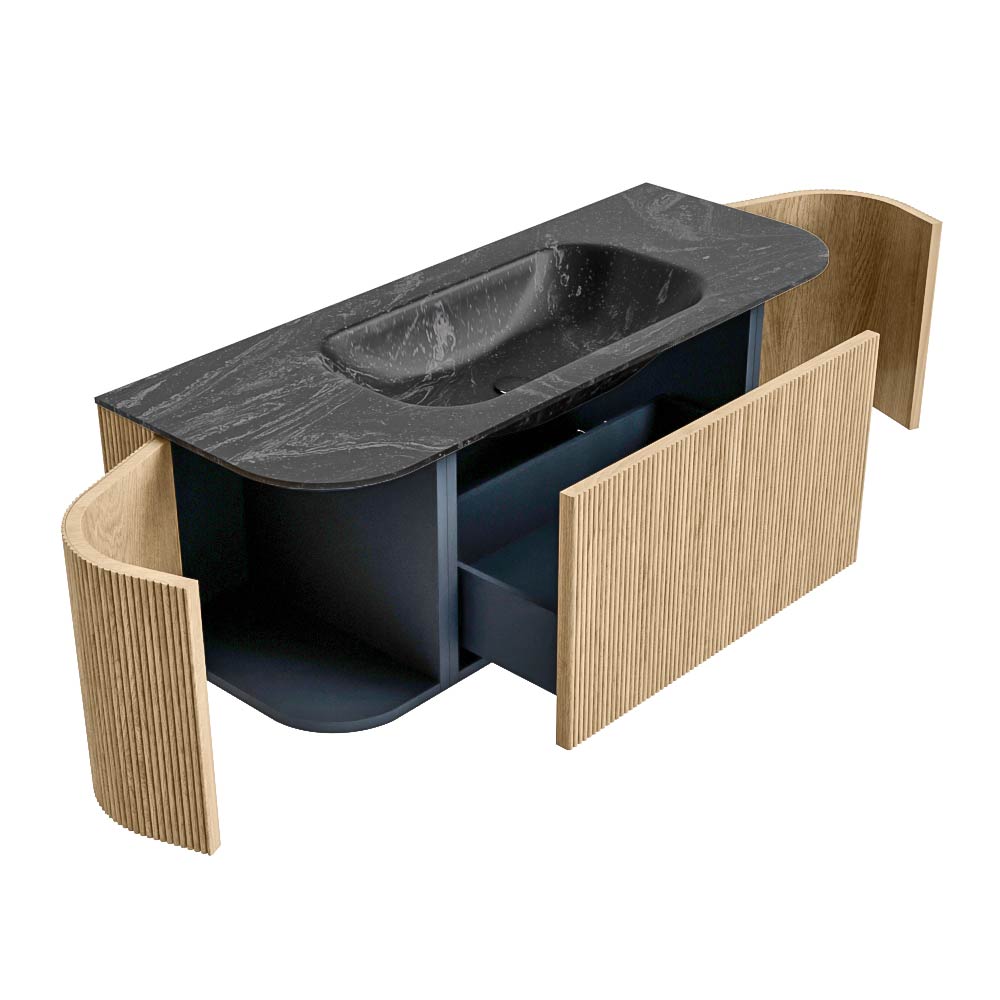 MONDIAZ KURVE-DLUX 120cm mueble de baño curva Izquierda + Derecha color Oak con 1 cajón y 2 puertas. Lavabo BIG SMALL Centro 1 orificio Lava. 6 MONDIAZ KURVE-DLUX 120cm mueble de baño curva Izquierda + Derecha color Oak con 1 cajón y 2 puertas. Lavabo BIG SMALL Centro 1 orificio Lava. - Imagen 6