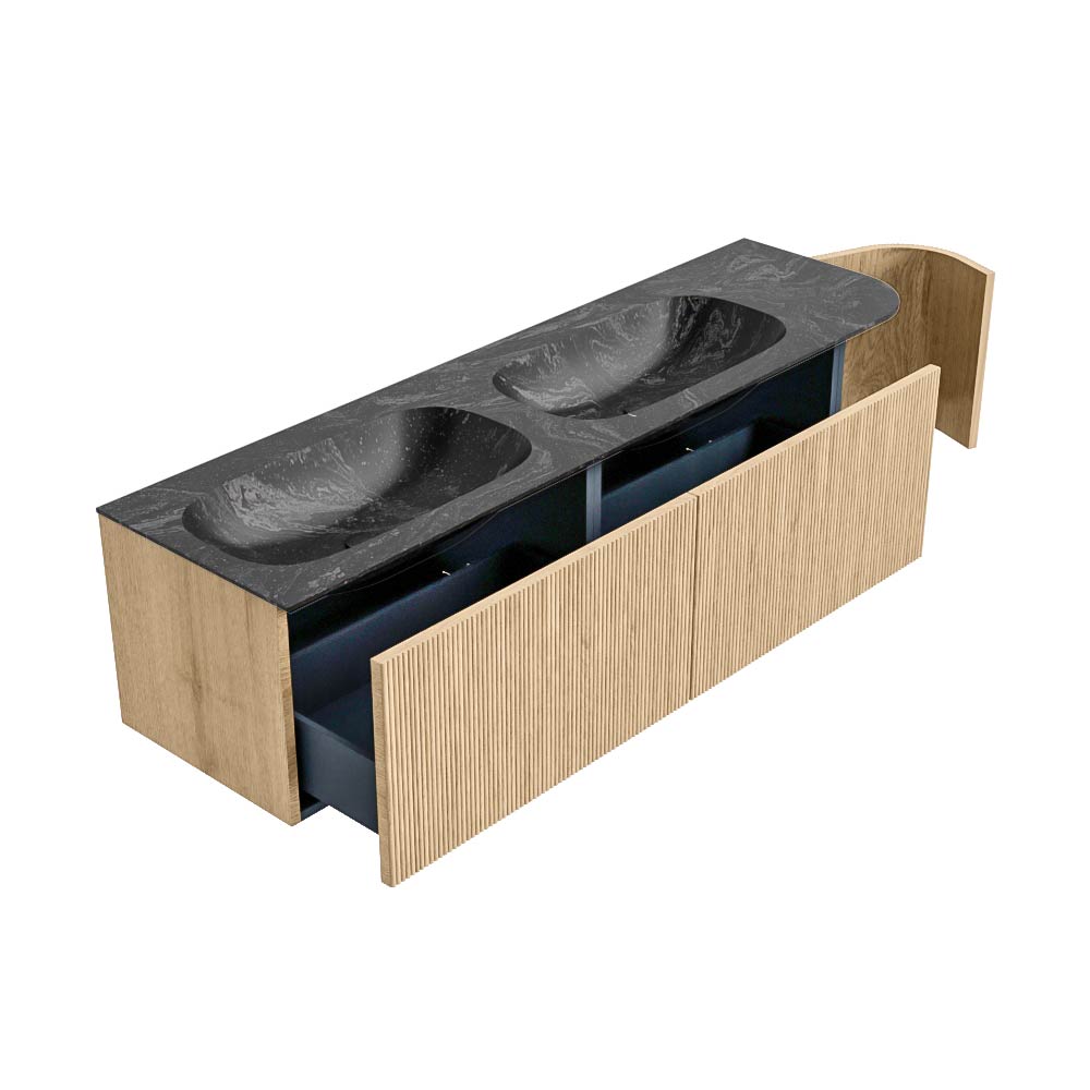 MONDIAZ KURVE-DLUX 165cm mueble de baño curva Derecha color Oak con 2 cajones y 1 puerta. Lavabo STOR SMALL Doble / Izquierda 2 orificios Lava. 6 MONDIAZ KURVE-DLUX 165cm mueble de baño curva Derecha color Oak con 2 cajones y 1 puerta. Lavabo STOR SMALL Doble / Izquierda 2 orificios Lava. - Imagen 6