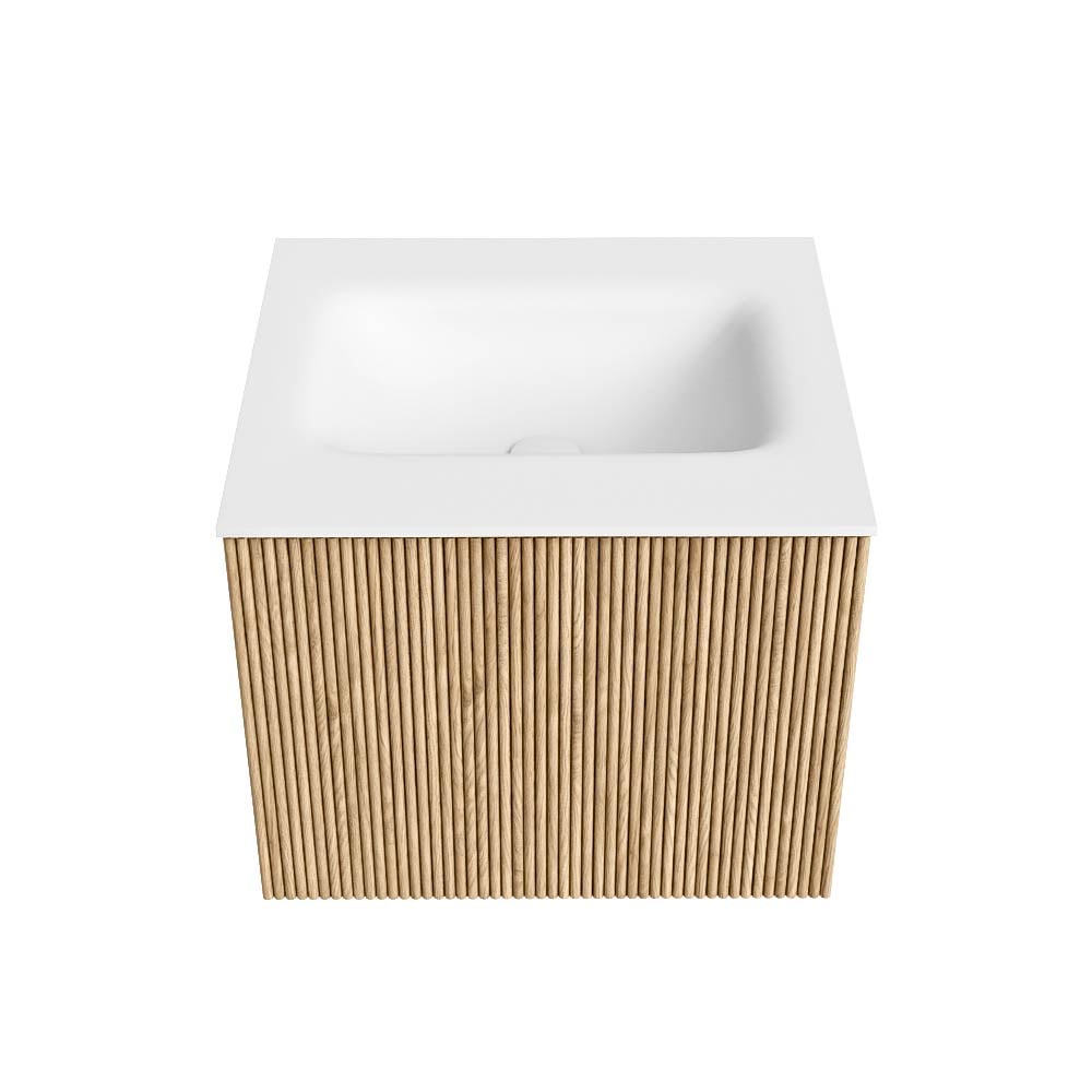 MONDIAZ KURVE 50cm mueble de baño color Oak con 1 cajón y sin puerta. Lavabo GRUNNE Centro sin orificio Talc. 5 MONDIAZ KURVE 50cm mueble de baño color Oak con 1 cajón y sin puerta. Lavabo GRUNNE Centro sin orificio Talc. - Imagen 5