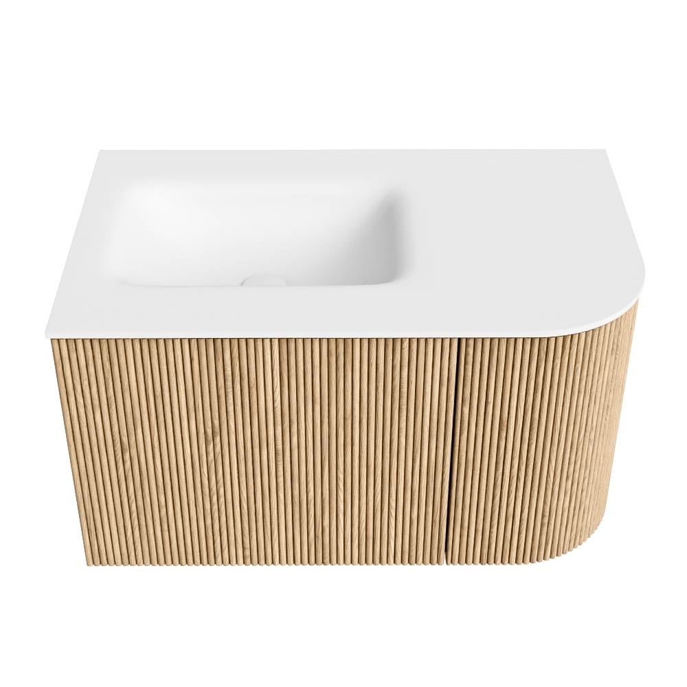 MONDIAZ KURVE 75cm mueble de baño curva Derecha color Oak con 1 cajón y 1 puerta. Lavabo GRUNNE Izquierda sin orificio Talc. 5 MONDIAZ KURVE 75cm mueble de baño curva Derecha color Oak con 1 cajón y 1 puerta. Lavabo GRUNNE Izquierda sin orificio Talc. - Imagen 5
