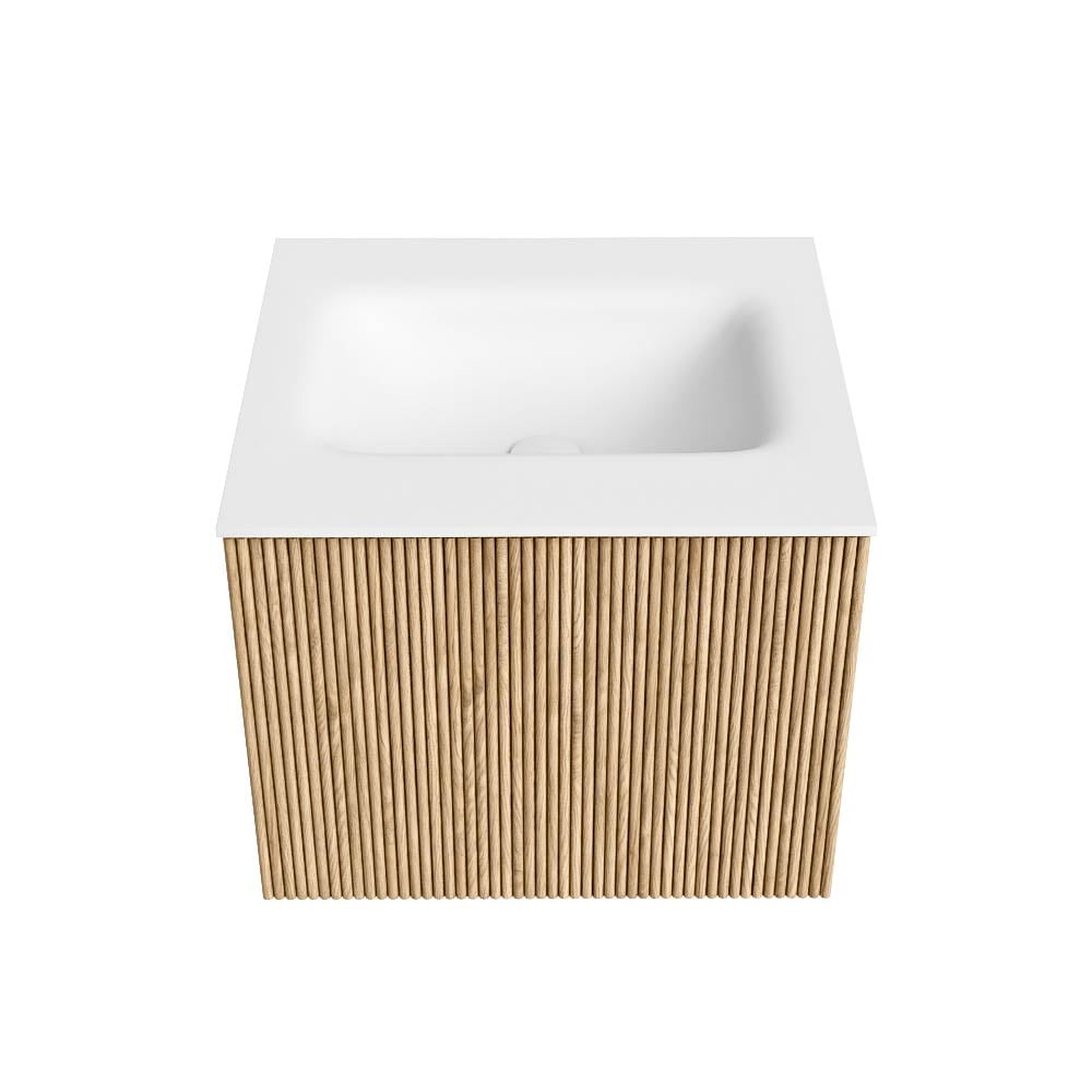 MONDIAZ KURVE 50cm mueble de baño color Oak con 1 cajón y sin puerta. Lavabo GRUNNE Centro 1 orificio Talc. 5 MONDIAZ KURVE 50cm mueble de baño color Oak con 1 cajón y sin puerta. Lavabo GRUNNE Centro 1 orificio Talc. - Imagen 5