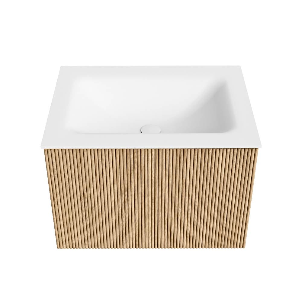 MONDIAZ KURVE 60cm mueble de baño color Oak con 1 cajón y sin puerta. Lavabo CLOUD Centro 1 orificio Talc. 5 MONDIAZ KURVE 60cm mueble de baño color Oak con 1 cajón y sin puerta. Lavabo CLOUD Centro 1 orificio Talc. - Imagen 5