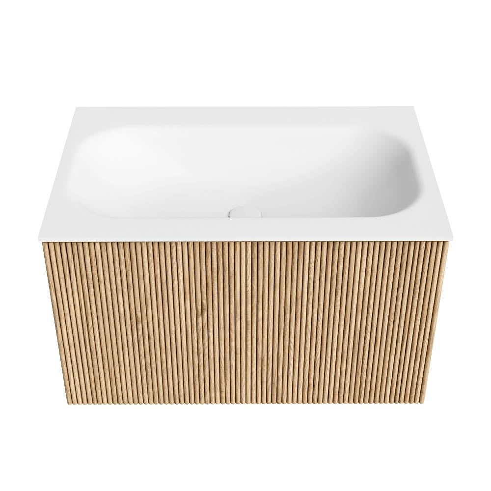 MONDIAZ KURVE 70cm mueble de baño color Oak con 1 cajón y sin puerta. Lavabo BIG SMALL Centro sin orificio Talc. 5 MONDIAZ KURVE 70cm mueble de baño color Oak con 1 cajón y sin puerta. Lavabo BIG SMALL Centro sin orificio Talc. - Imagen 5