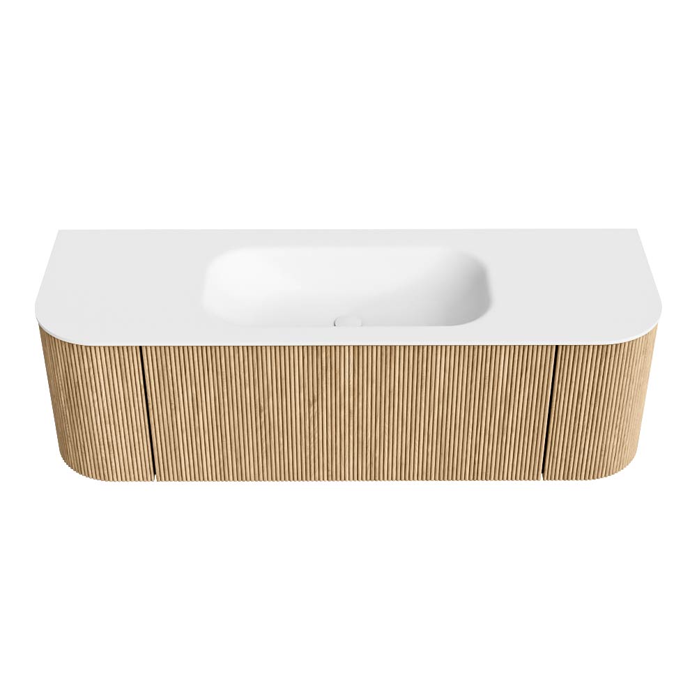 MONDIAZ KURVE 140cm mueble de baño curva Izquierda + Derecha color Oak con 1 cajón y 2 puertas. Lavabo BIG SMALL Centro 1 orificio Talc. 5 MONDIAZ KURVE 140cm mueble de baño curva Izquierda + Derecha color Oak con 1 cajón y 2 puertas. Lavabo BIG SMALL Centro 1 orificio Talc. - Imagen 5