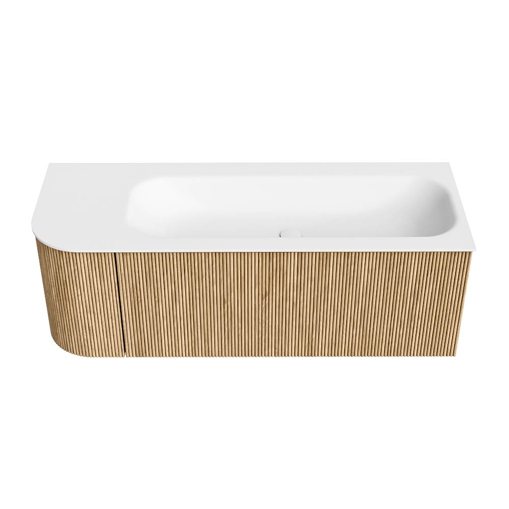 MONDIAZ KURVE 125cm mueble de baño curva Izquierda color Oak con 1 cajón y 1 puerta. Lavabo BIG MEDIUM Derecho sin orificio Talc. 5 MONDIAZ KURVE 125cm mueble de baño curva Izquierda color Oak con 1 cajón y 1 puerta. Lavabo BIG MEDIUM Derecho sin orificio Talc. - Imagen 5