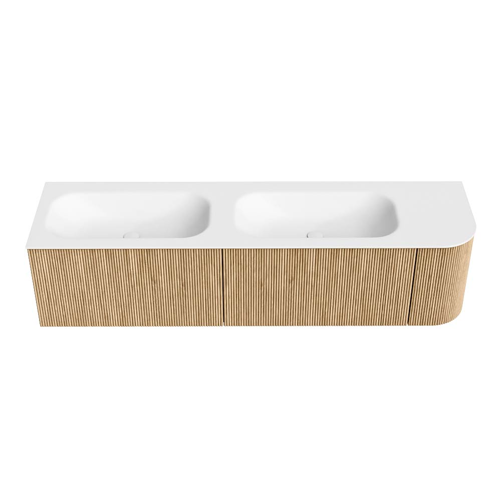 MONDIAZ KURVE 175cm mueble de baño curva Derecha color Oak con 2 cajones y 1 puerta. Lavabo BIG SMALL Doble / Izquierda 2 orificios Talc. 5 MONDIAZ KURVE 175cm mueble de baño curva Derecha color Oak con 2 cajones y 1 puerta. Lavabo BIG SMALL Doble / Izquierda 2 orificios Talc. - Imagen 5