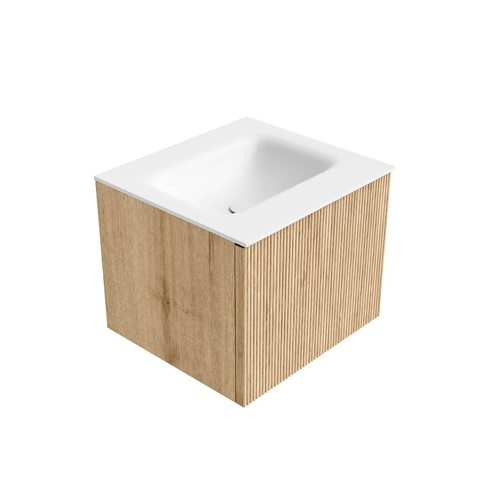 MONDIAZ KURVE 50cm mueble de baño color Oak con 1 cajón y sin puerta. Lavabo GRUNNE Centro 1 orificio Talc. 4 MONDIAZ KURVE 50cm mueble de baño color Oak con 1 cajón y sin puerta. Lavabo GRUNNE Centro 1 orificio Talc. - Imagen 4