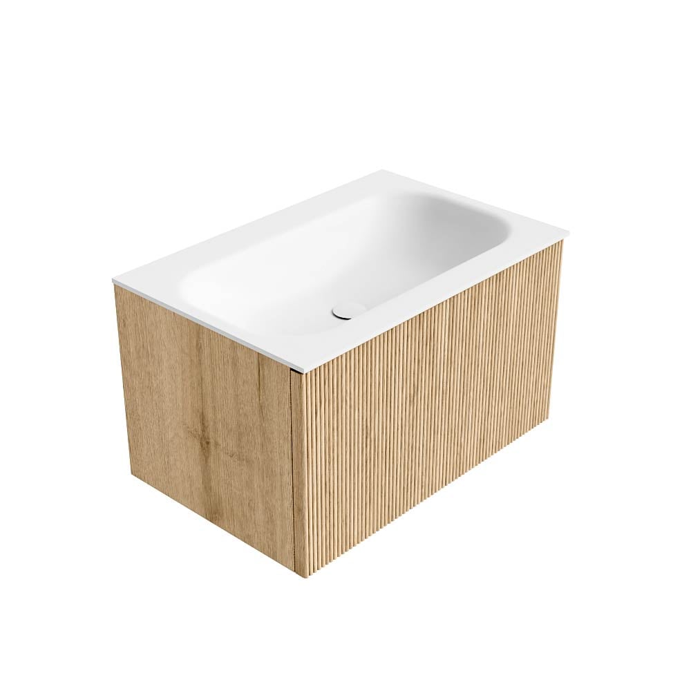 MONDIAZ KURVE 70cm mueble de baño color Oak con 1 cajón y sin puerta. Lavabo BIG SMALL Centro sin orificio Talc. 4 MONDIAZ KURVE 70cm mueble de baño color Oak con 1 cajón y sin puerta. Lavabo BIG SMALL Centro sin orificio Talc. - Imagen 4
