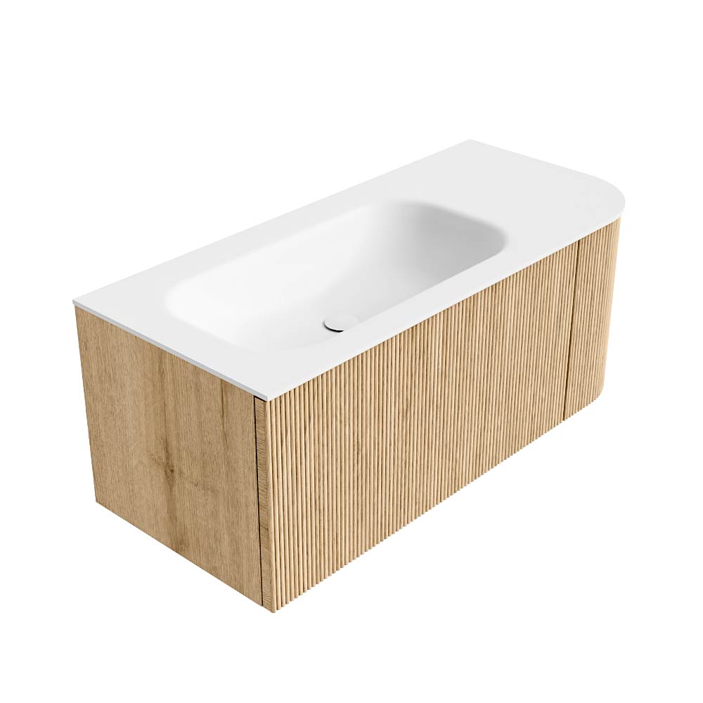 MONDIAZ KURVE 105cm mueble de baño curva Derecha color Oak con 1 cajón y 1 puerta. Lavabo BIG SMALL Izquierda sin orificio Talc. 4 MONDIAZ KURVE 105cm mueble de baño curva Derecha color Oak con 1 cajón y 1 puerta. Lavabo BIG SMALL Izquierda sin orificio Talc. - Imagen 4