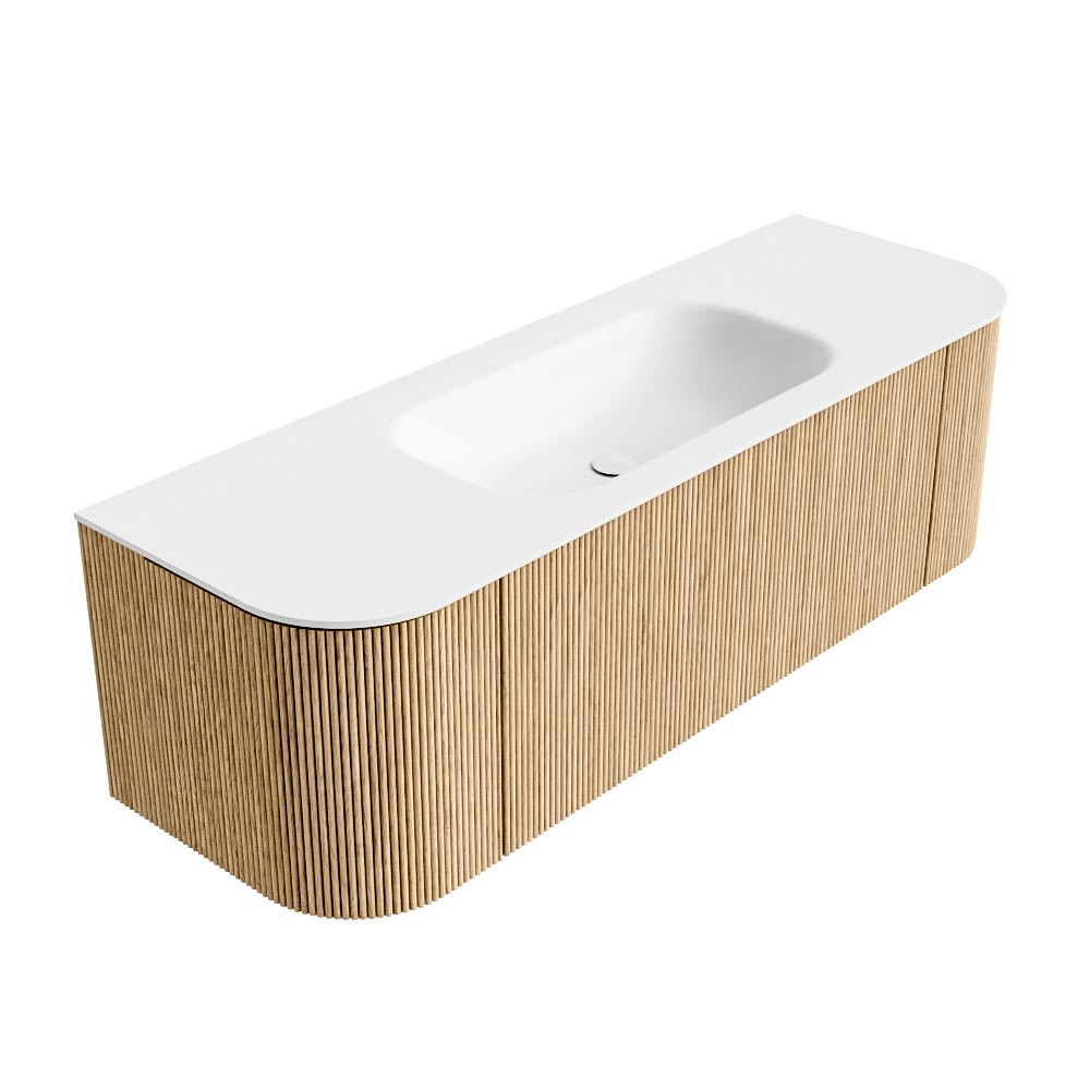 MONDIAZ KURVE 140cm mueble de baño curva Izquierda + Derecha color Oak con 1 cajón y 2 puertas. Lavabo BIG SMALL Centro 1 orificio Talc. 4 MONDIAZ KURVE 140cm mueble de baño curva Izquierda + Derecha color Oak con 1 cajón y 2 puertas. Lavabo BIG SMALL Centro 1 orificio Talc. - Imagen 4