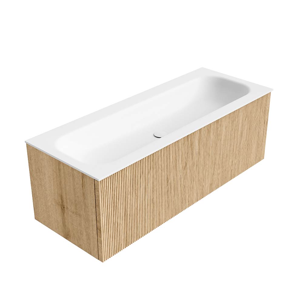 MONDIAZ KURVE 120cm mueble de baño color Oak con 1 cajón y sin puerta. Lavabo BIG LARGE Centro 1 orificio Talc. 4 MONDIAZ KURVE 120cm mueble de baño color Oak con 1 cajón y sin puerta. Lavabo BIG LARGE Centro 1 orificio Talc. - Imagen 4