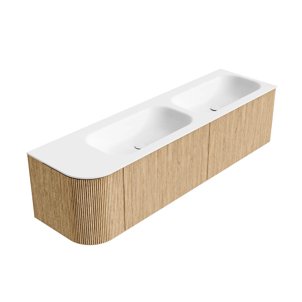 MONDIAZ KURVE 165cm mueble de baño curva Izquierda color Oak con 2 cajones y 1 puerta. Lavabo BIG SMALL Doble / Derecho sin orificio Talc. 4 MONDIAZ KURVE 165cm mueble de baño curva Izquierda color Oak con 2 cajones y 1 puerta. Lavabo BIG SMALL Doble / Derecho sin orificio Talc. - Imagen 4