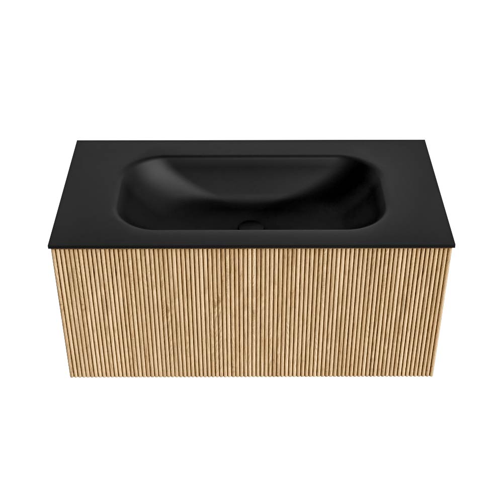 MONDIAZ KURVE 90cm mueble de baño color Oak con 1 cajón y sin puerta. Lavabo BIG SMALL Centro 1 orificio Urban. 5 MONDIAZ KURVE 90cm mueble de baño color Oak con 1 cajón y sin puerta. Lavabo BIG SMALL Centro 1 orificio Urban. - Imagen 5