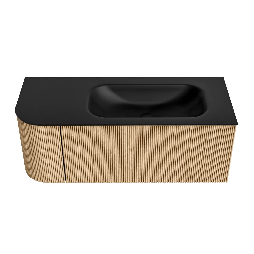 MONDIAZ KURVE 115cm mueble de baño curva Izquierda color Oak con 1 cajón y 1 puerta. Lavabo BIG SMALL Derecho 1 orificio Urban. 5 MONDIAZ KURVE 115cm mueble de baño curva Izquierda color Oak con 1 cajón y 1 puerta. Lavabo BIG SMALL Derecho 1 orificio Urban. - Imagen 5
