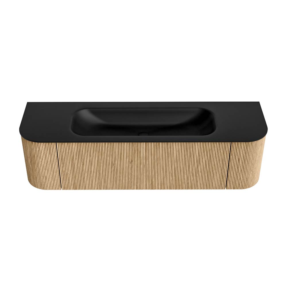 MONDIAZ KURVE 160cm mueble de baño curva Izquierda + Derecha color Oak con 1 cajón y 2 puertas. Lavabo BIG MEDIUM Centro 1 orificio Urban. 5 MONDIAZ KURVE 160cm mueble de baño curva Izquierda + Derecha color Oak con 1 cajón y 2 puertas. Lavabo BIG MEDIUM Centro 1 orificio Urban. - Imagen 5