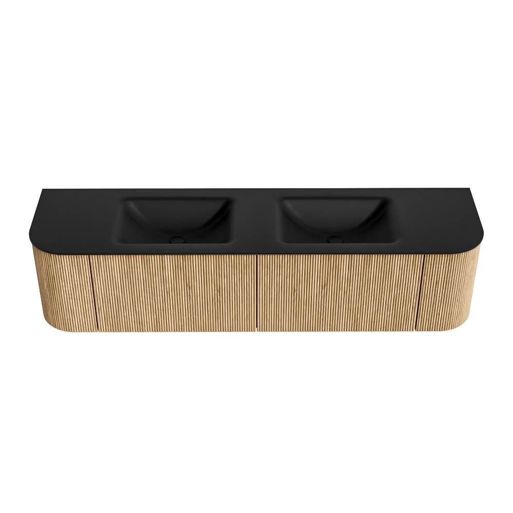 MONDIAZ KURVE 180cm mueble de baño curva Izquierda + Derecha color Oak con 2 cajones y 2 puertas. Lavabo CLOUD Doble sin orificio Urban. 5 MONDIAZ KURVE 180cm mueble de baño curva Izquierda + Derecha color Oak con 2 cajones y 2 puertas. Lavabo CLOUD Doble sin orificio Urban. - Imagen 5