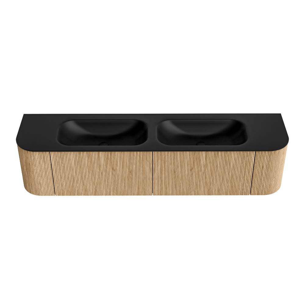 MONDIAZ KURVE 190cm mueble de baño curva Izquierda + Derecha color Oak con 2 cajones y 2 puertas. Lavabo BIG SMALL Doble 2 orificios Urban. 5 MONDIAZ KURVE 190cm mueble de baño curva Izquierda + Derecha color Oak con 2 cajones y 2 puertas. Lavabo BIG SMALL Doble 2 orificios Urban. - Imagen 5