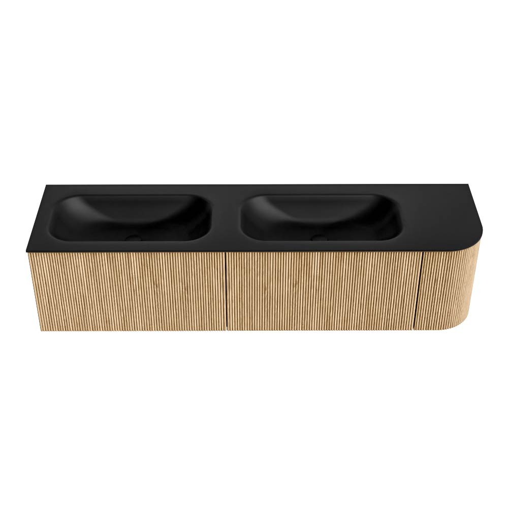 MONDIAZ KURVE 175cm mueble de baño curva Derecha color Oak con 2 cajones y 1 puerta. Lavabo BIG SMALL Doble / Izquierda sin orificio Urban. 5 MONDIAZ KURVE 175cm mueble de baño curva Derecha color Oak con 2 cajones y 1 puerta. Lavabo BIG SMALL Doble / Izquierda sin orificio Urban. - Imagen 5