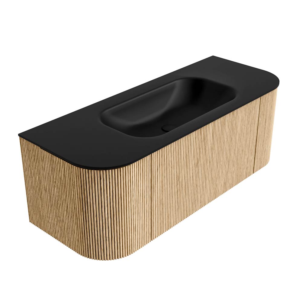 MONDIAZ KURVE 120cm mueble de baño curva Izquierda + Derecha color Oak con 1 cajón y 2 puertas. Lavabo BIG SMALL Centro sin orificio Urban. 4 MONDIAZ KURVE 120cm mueble de baño curva Izquierda + Derecha color Oak con 1 cajón y 2 puertas. Lavabo BIG SMALL Centro sin orificio Urban. - Imagen 4