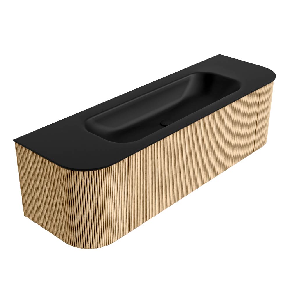 MONDIAZ KURVE 150cm mueble de baño curva Izquierda + Derecha color Oak con 1 cajón y 2 puertas. Lavabo BIG MEDIUM Centro sin orificio Urban. 4 MONDIAZ KURVE 150cm mueble de baño curva Izquierda + Derecha color Oak con 1 cajón y 2 puertas. Lavabo BIG MEDIUM Centro sin orificio Urban. - Imagen 4