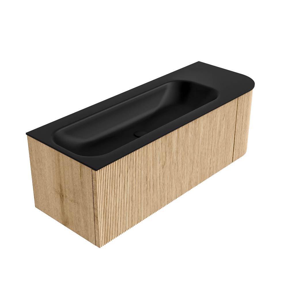 MONDIAZ KURVE 125cm mueble de baño curva Derecha color Oak con 1 cajón y 1 puerta. Lavabo BIG MEDIUM Izquierda 1 orificio Urban. 4 MONDIAZ KURVE 125cm mueble de baño curva Derecha color Oak con 1 cajón y 1 puerta. Lavabo BIG MEDIUM Izquierda 1 orificio Urban. - Imagen 4