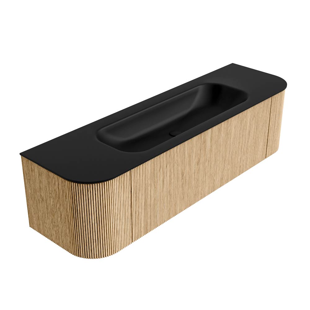 MONDIAZ KURVE 160cm mueble de baño curva Izquierda + Derecha color Oak con 1 cajón y 2 puertas. Lavabo BIG MEDIUM Centro 1 orificio Urban. 4 MONDIAZ KURVE 160cm mueble de baño curva Izquierda + Derecha color Oak con 1 cajón y 2 puertas. Lavabo BIG MEDIUM Centro 1 orificio Urban. - Imagen 4