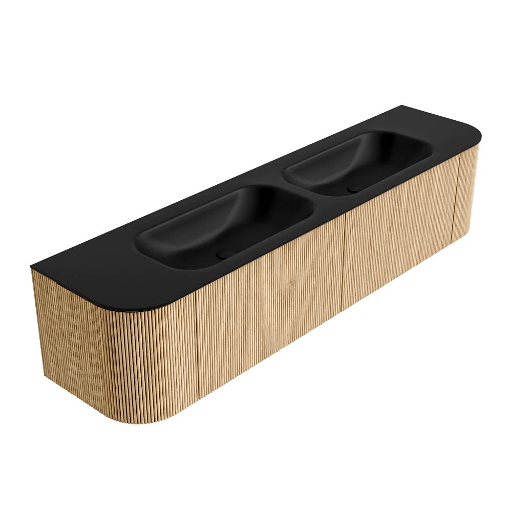 MONDIAZ KURVE 190cm mueble de baño curva Izquierda + Derecha color Oak con 2 cajones y 2 puertas. Lavabo BIG SMALL Doble 2 orificios Urban. 4 MONDIAZ KURVE 190cm mueble de baño curva Izquierda + Derecha color Oak con 2 cajones y 2 puertas. Lavabo BIG SMALL Doble 2 orificios Urban. - Imagen 4